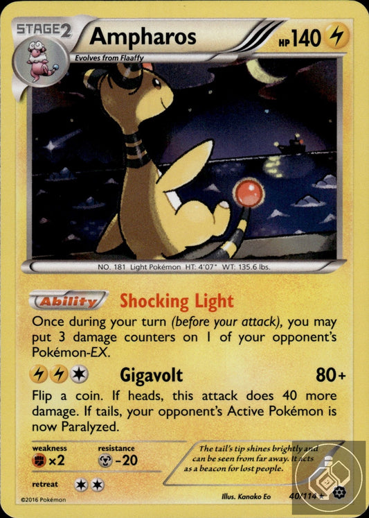 Ampharos 40/114 Holo Rare Steam Siege Pokemon