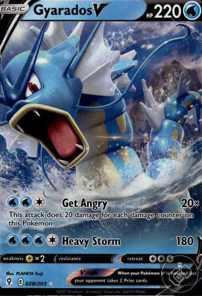 Gyarados V 028/203 Holo V Rare Evolving Skies Pokemon
