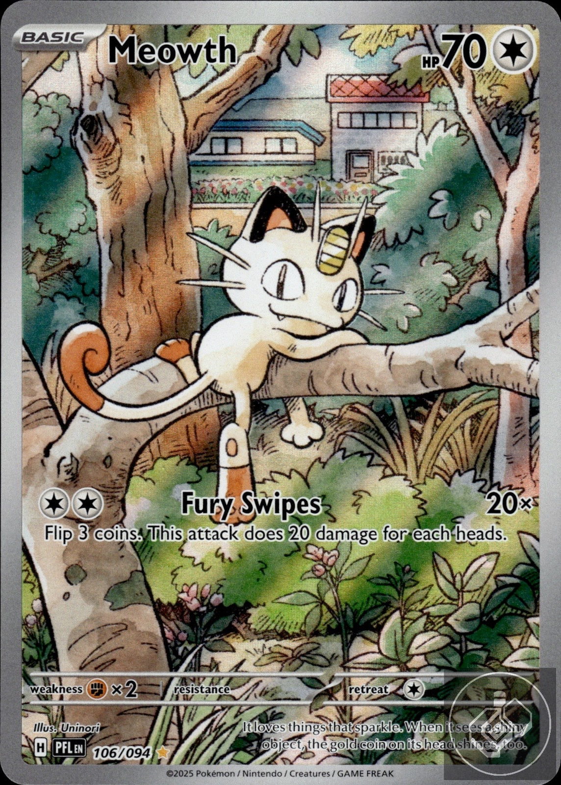 Meowth 106/094 Illustration Rare Phantasmal Flames Pokemon