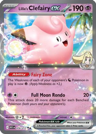 Lillie's Clefairy ex 076/217 Double Rare Ascended Heroes Pokemon