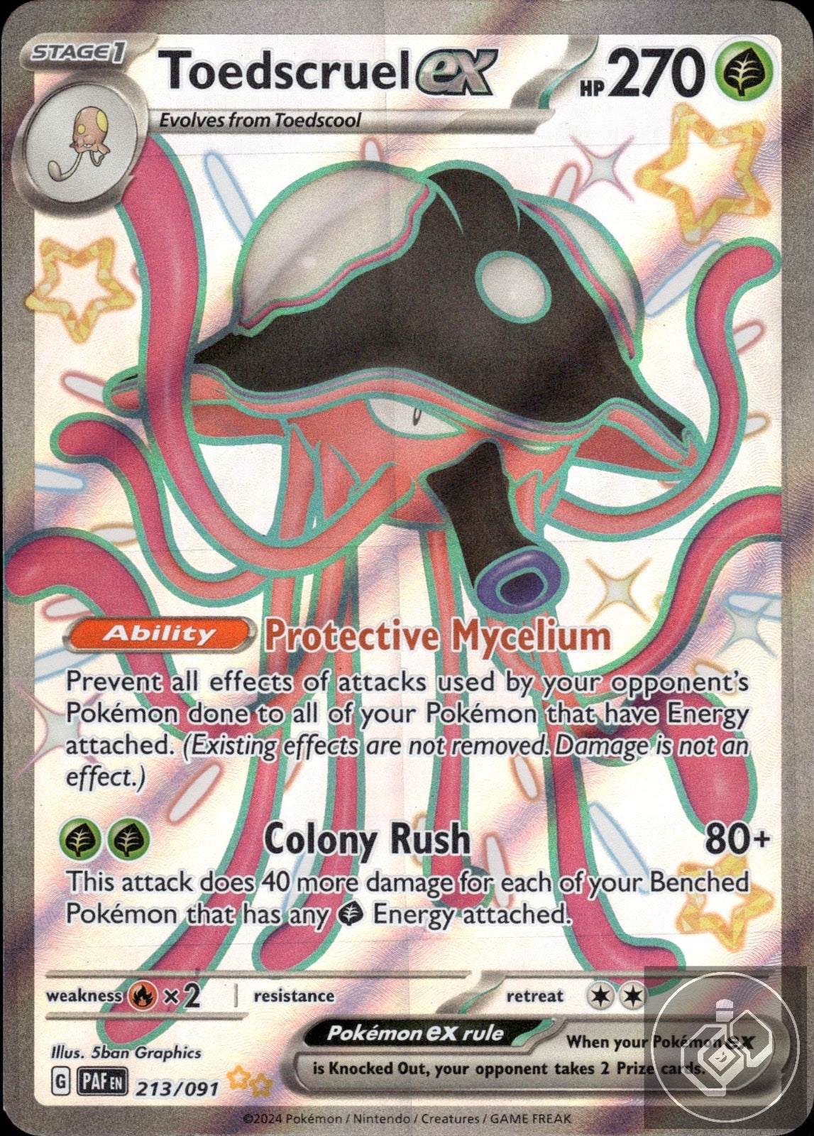 Toedscruel ex 213/091 Shiny Ultra Rare Paldean Fates Pokemon