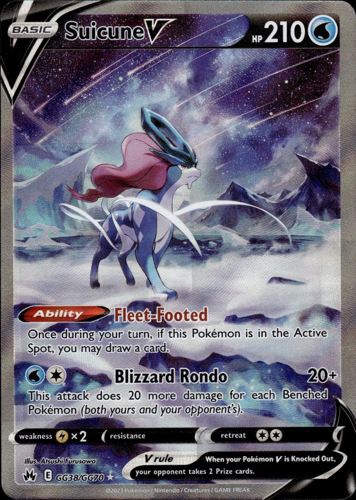 Suicune V GG38/GG70 Holo V Rare Crown Zenith Galarian Gallery Pokemon
