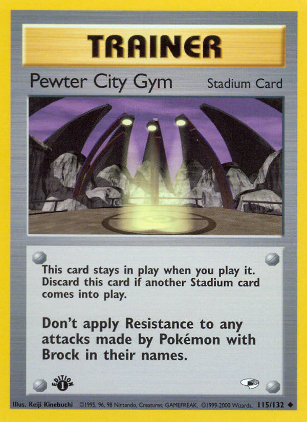 Pewter City Gym 115/132 Uncommon Gym Heroes Pokemon 1st Edition