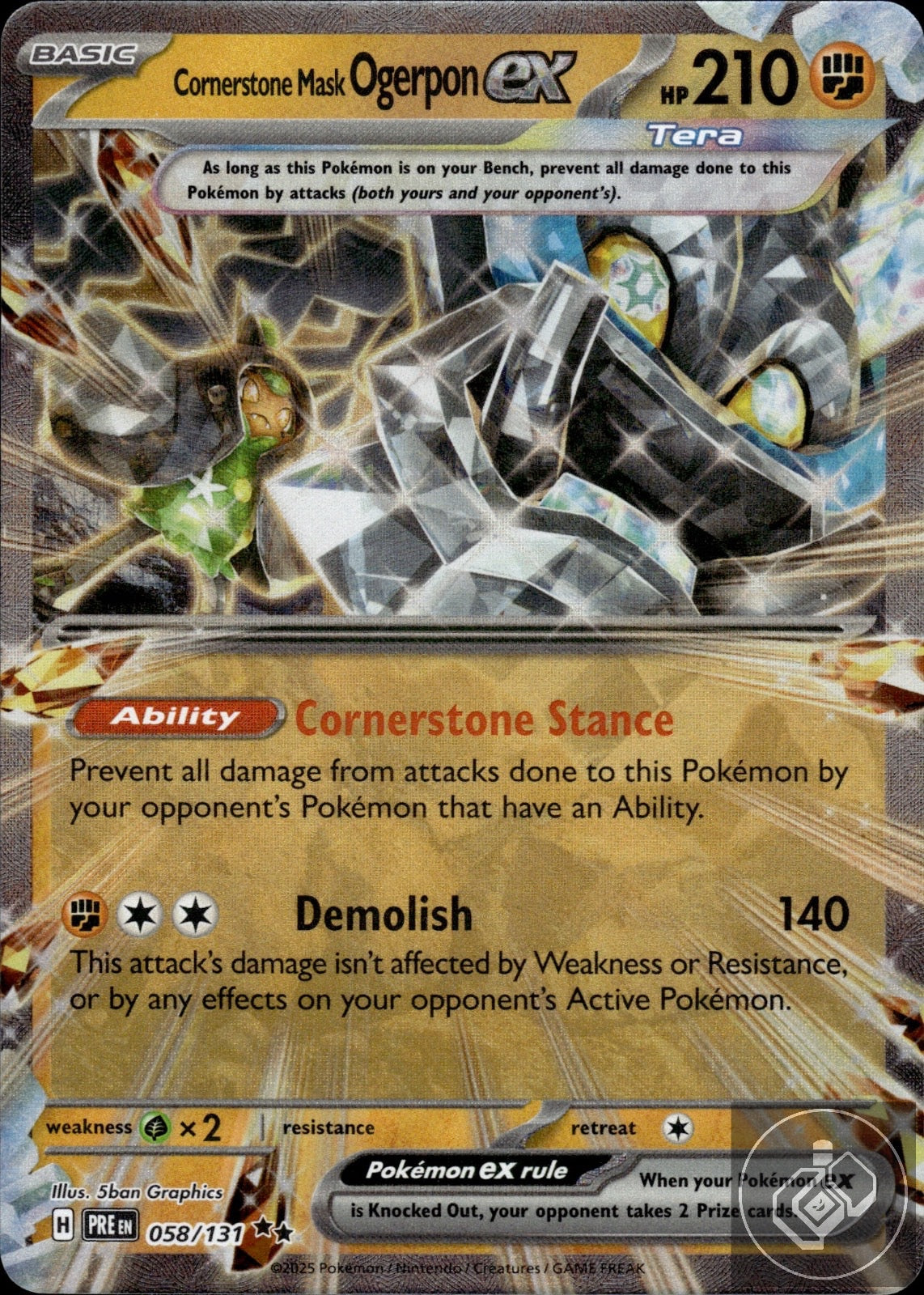 Cornerstone Mask Ogerpon ex 058/131 Holo Prismatic Evolutions Pokemon