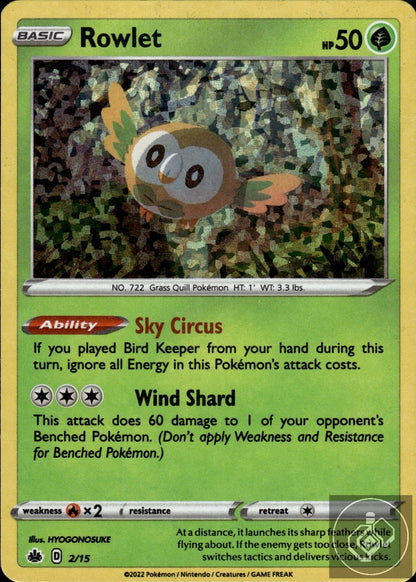 Rowlet 002/015 Holo Promo McDonald's Promos 2022 Pokemon Holo