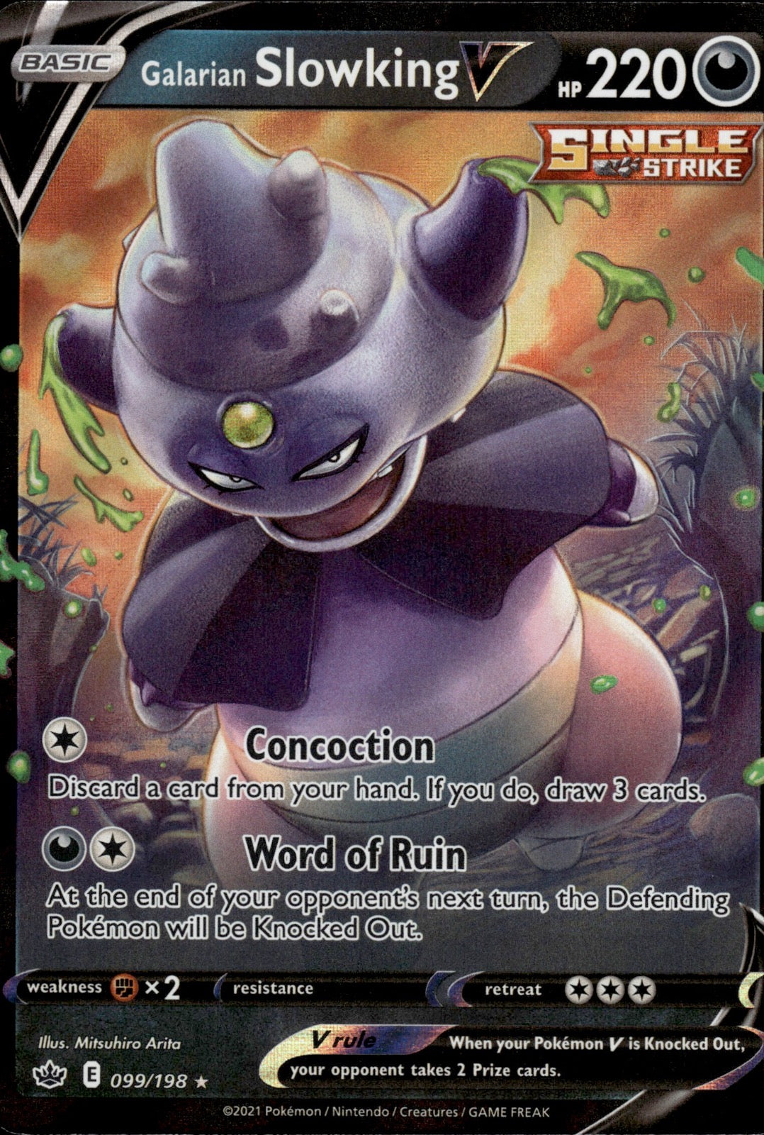 Galarian Slowking V 099/198 Holo V Rare Chilling Reign Pokemon