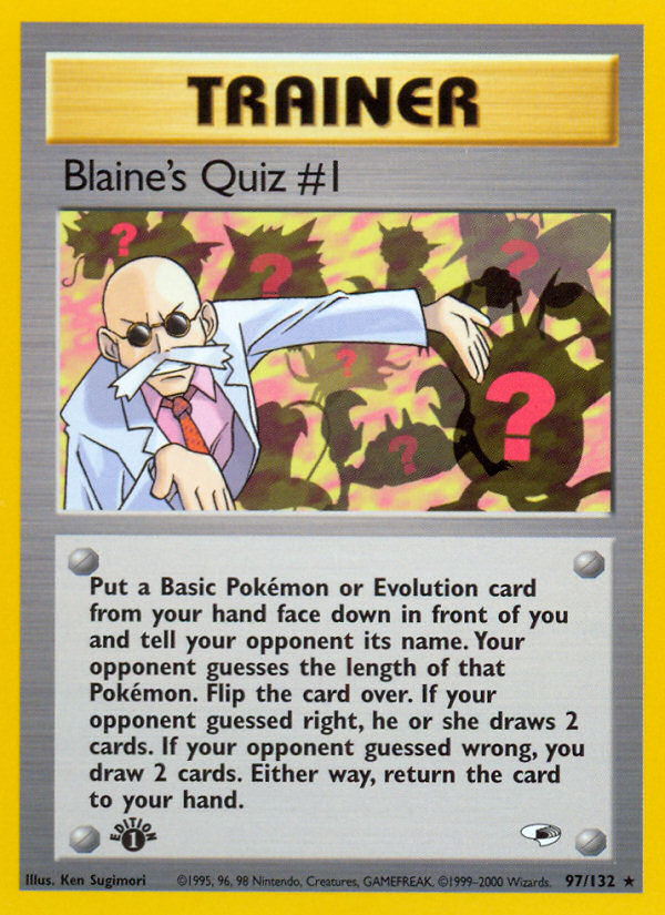 Blaine's Quiz #1 97/132 Rare Gym Heroes Pokemon 1st Edition