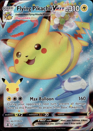 Flying Pikachu VMAX 007/025 Holo VMAX Rare Celebrations Pokemon