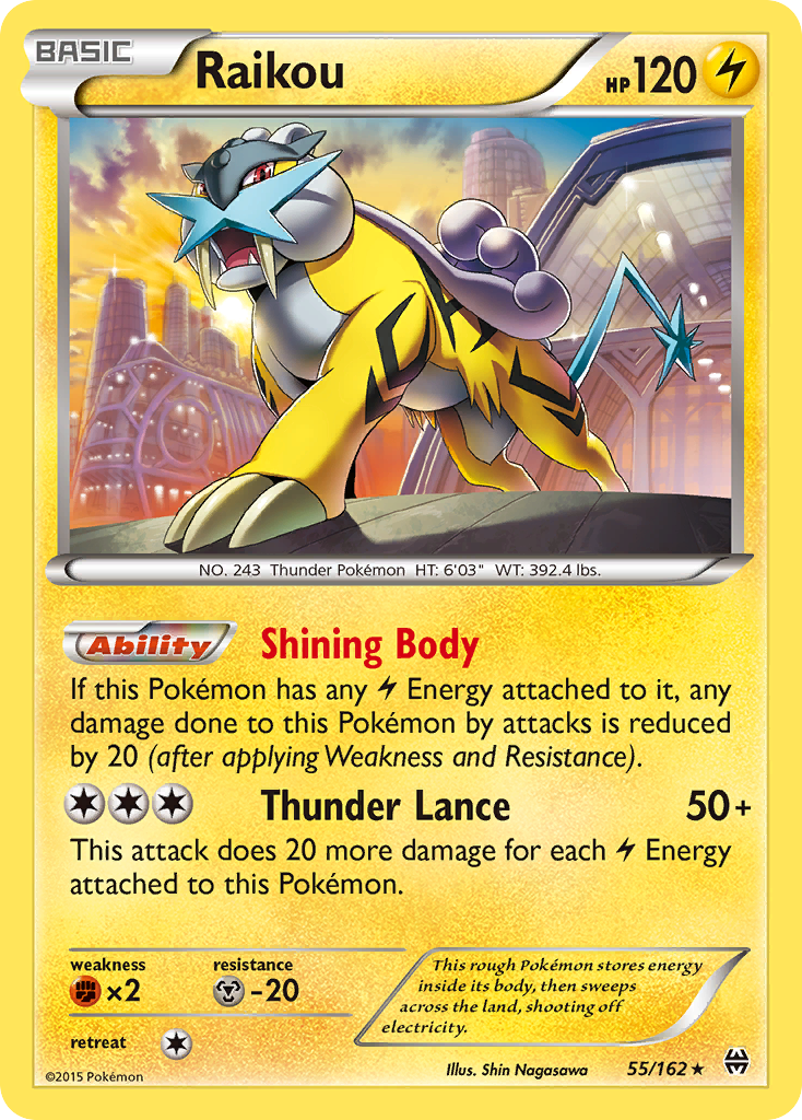 Raikou 55/162 Holo Rare BREAKthrough Pokemon Holo