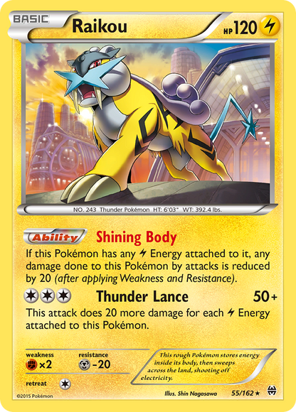Raikou 55/162 Holo Rare BREAKthrough Pokemon Holo