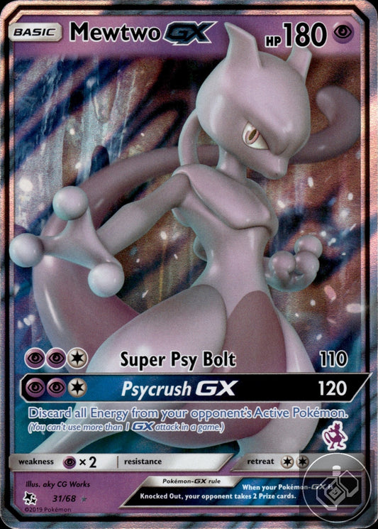 Mewtwo GX 31/68 Holo GX Rare Hidden Fates Pokemon