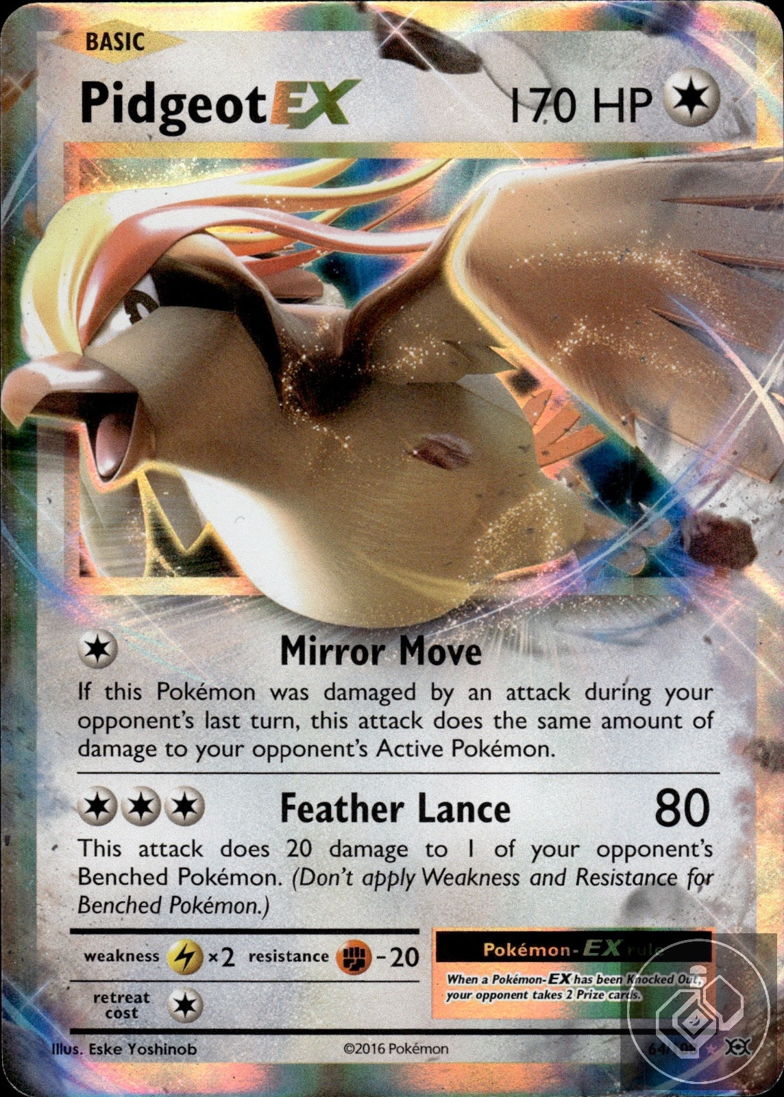 Pidgeot EX 64/108 Holo EX Rare Evolutions Pokemon