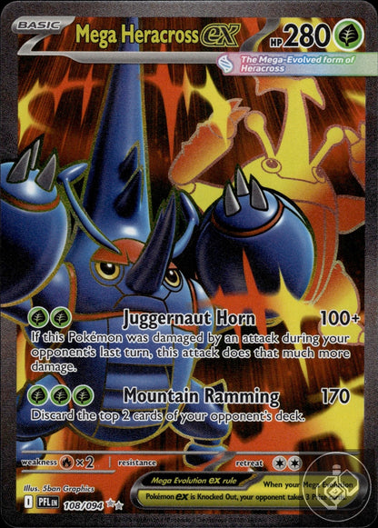 Mega Heracross ex 108/094 Ultra Rare Phantasmal Flames Pokemon