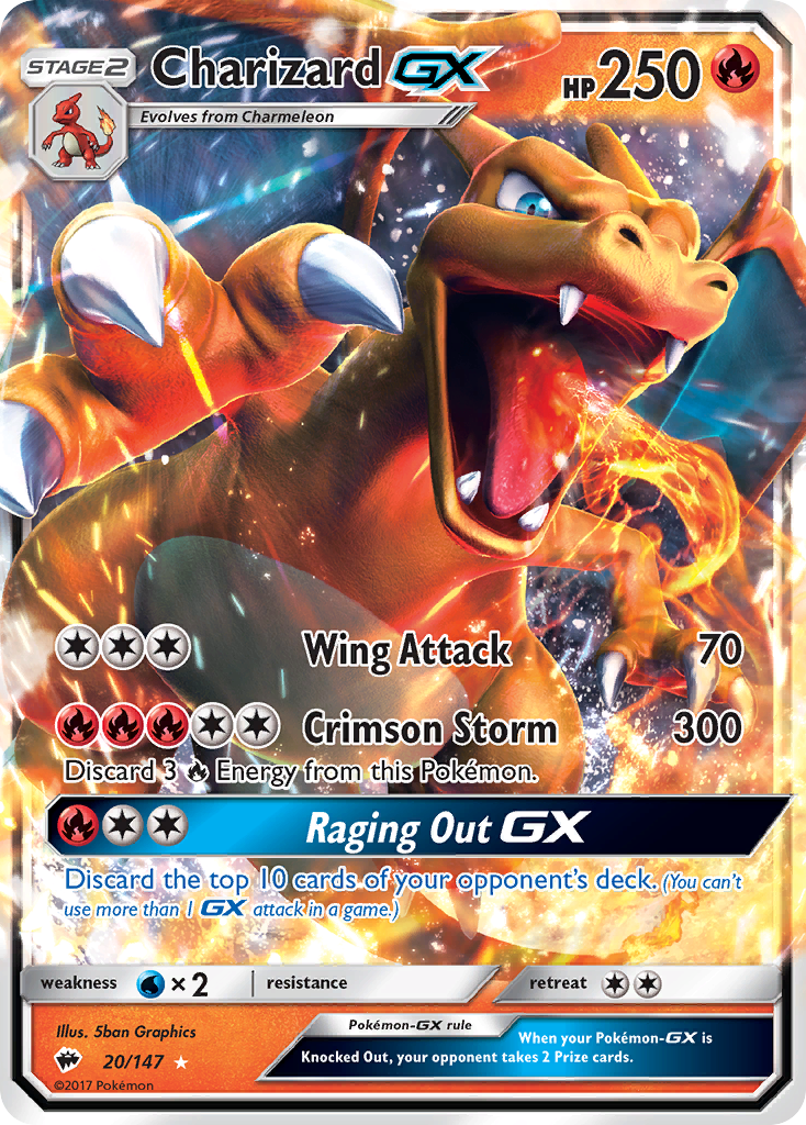 Charizard GX 20/147 Holo GX Rare Burning Shadows Pokemon