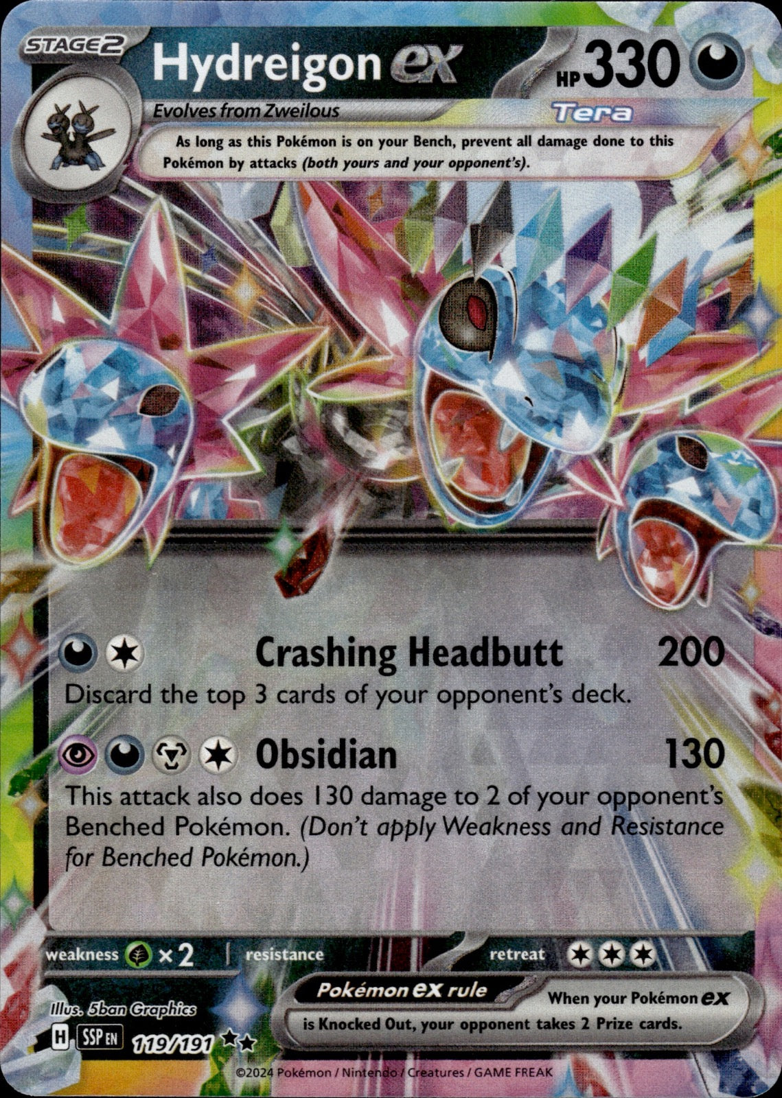 Hydreigon ex 119/191 Double Rare Surging Sparks Pokemon