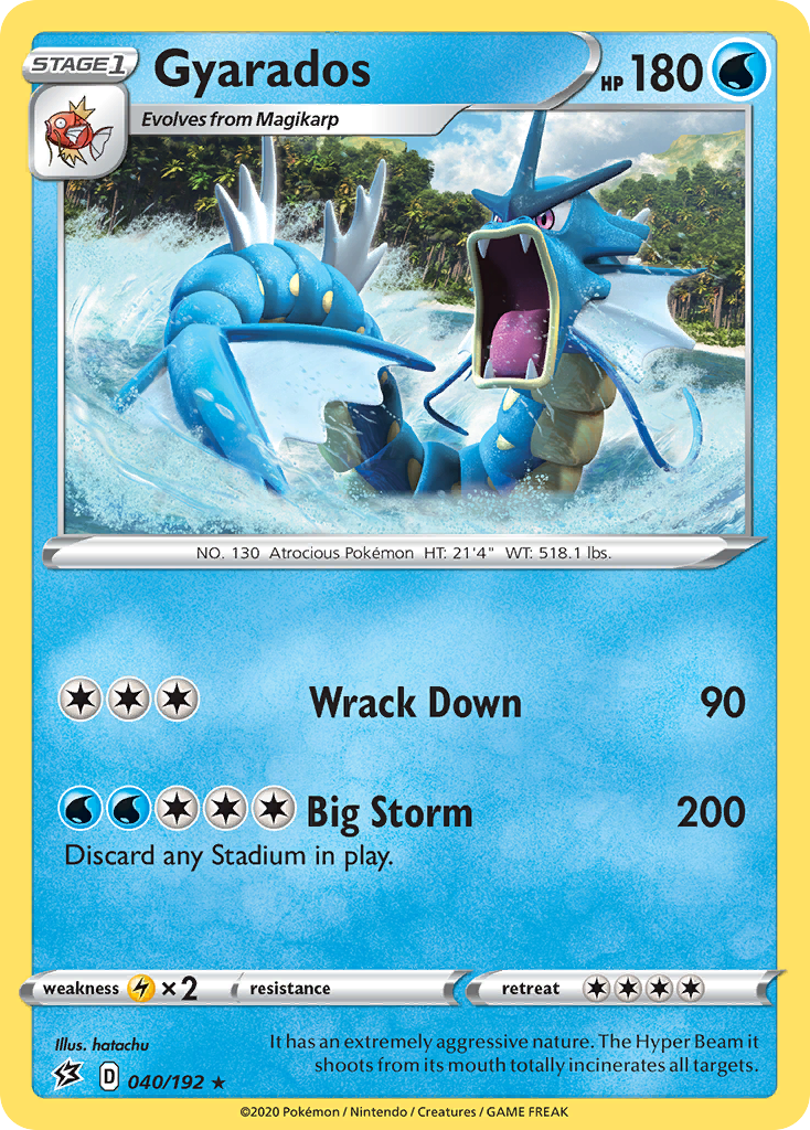 Gyarados 040/192 Holo Rare Rebel Clash Pokemon Holo
