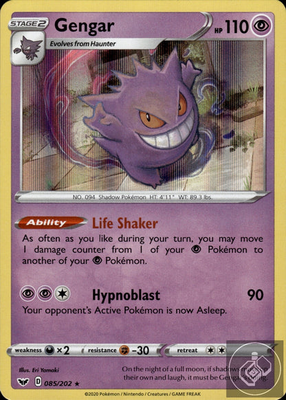 Gengar 085/202 Holo Rare Sword & Shield Pokemon Holo