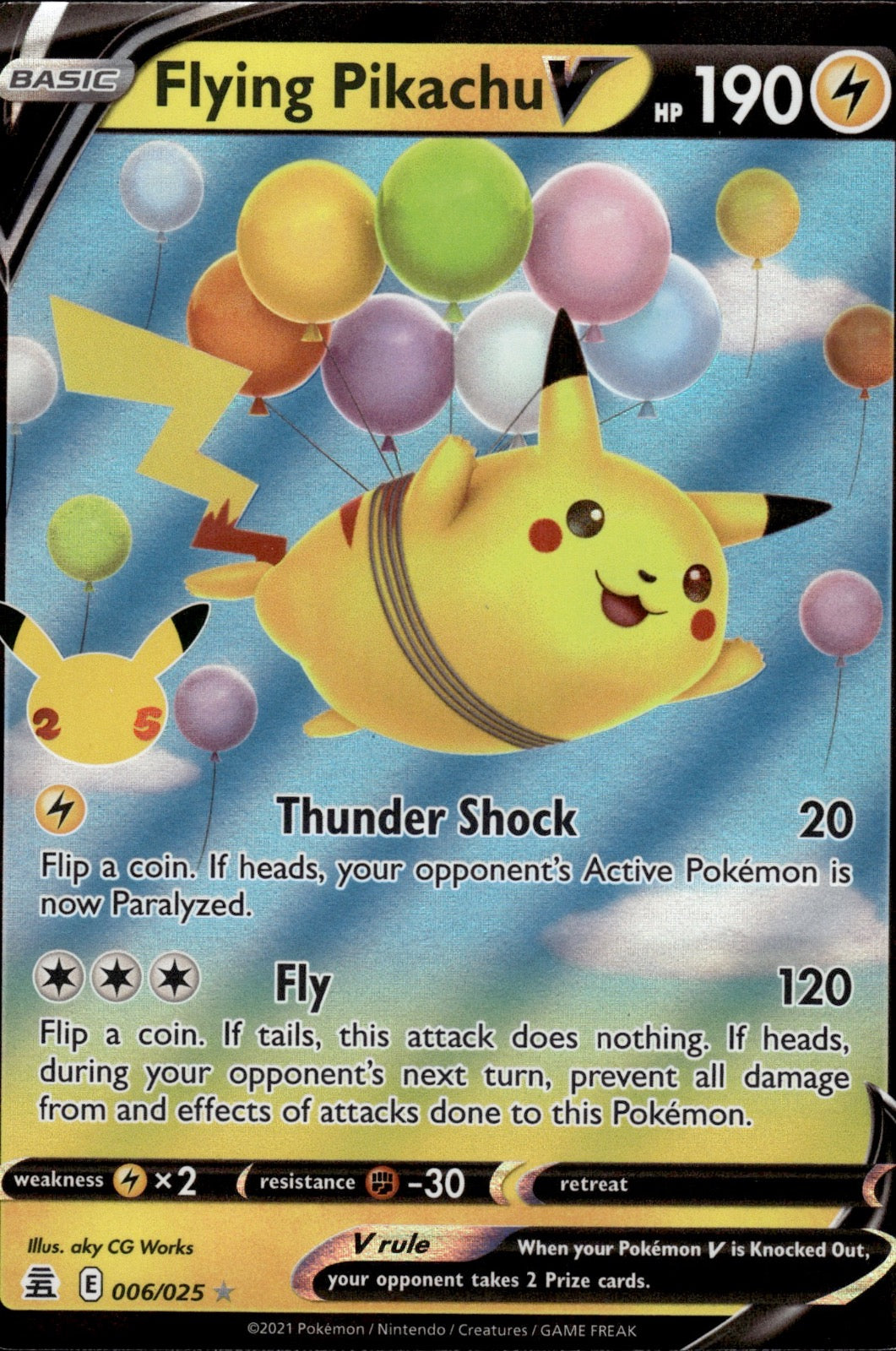 Flying Pikachu V 006/025 Holo V Rare Celebrations Pokemon