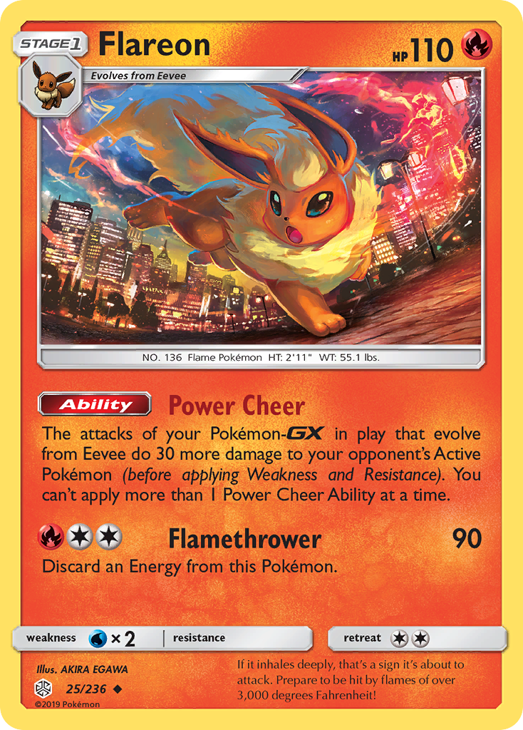 Flareon 25/236 Uncommon Cosmic Eclipse Pokemon Reverse Holo