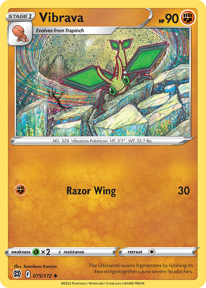 Vibrava 075/172 Uncommon Brilliant Stars Pokemon Reverse Holo