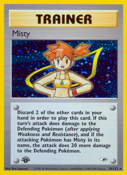 Misty 18/132 Holo Rare Gym Heroes Pokemon Unlimited Holo