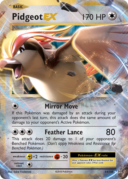Pidgeot EX 64/108 Holo EX Rare Evolutions Pokemon