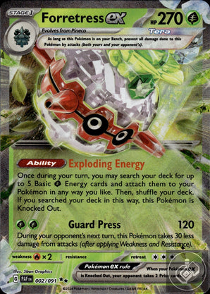 Forretress ex 002/091 Double Rare Paldean Fates Pokemon