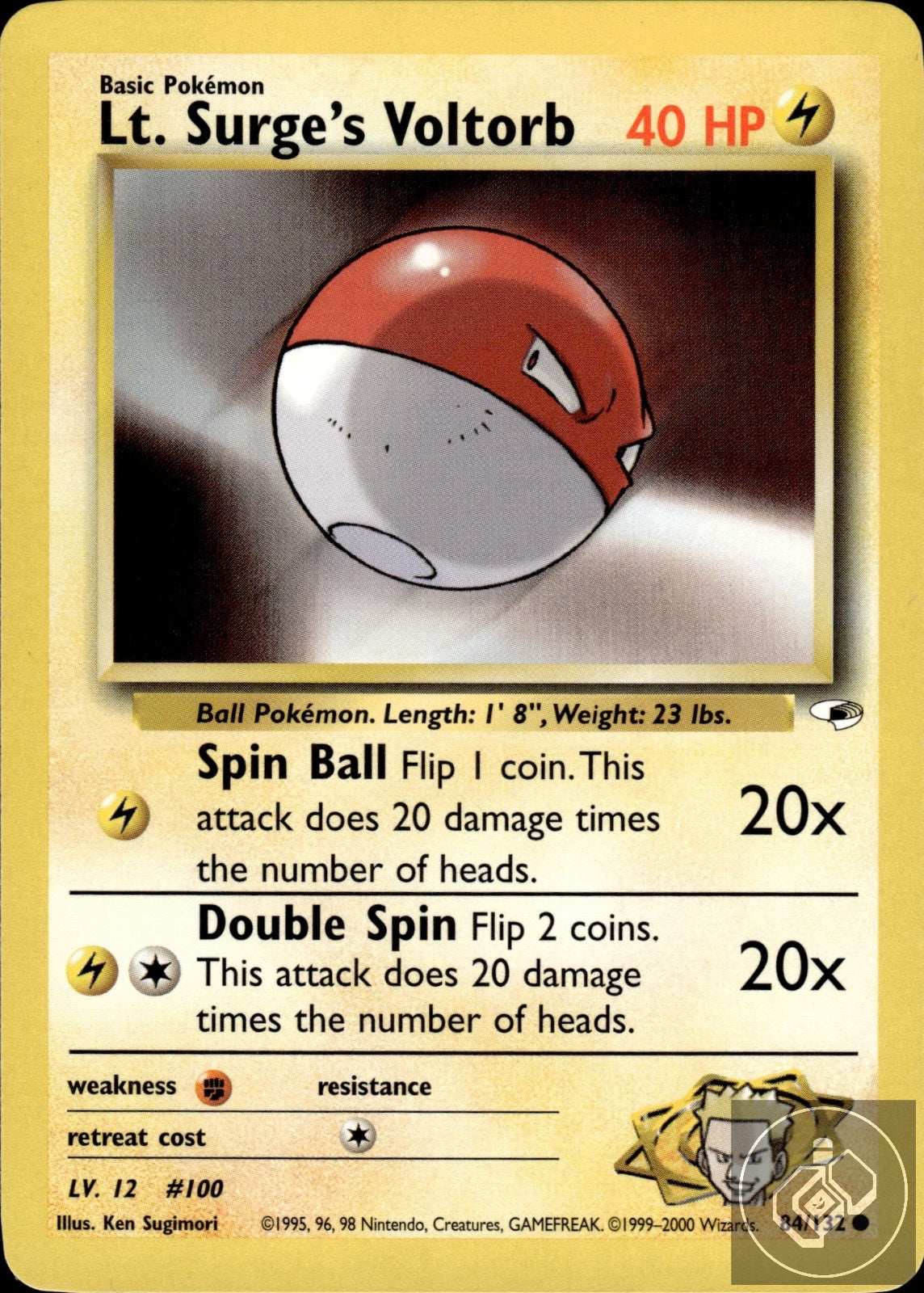 Lt. Surge's Voltorb 84/132 Common Gym Heroes Pokemon Unlimited
