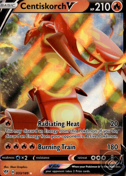 Centiskorch V 033/189 Holo V Rare Darkness Ablaze Pokemon