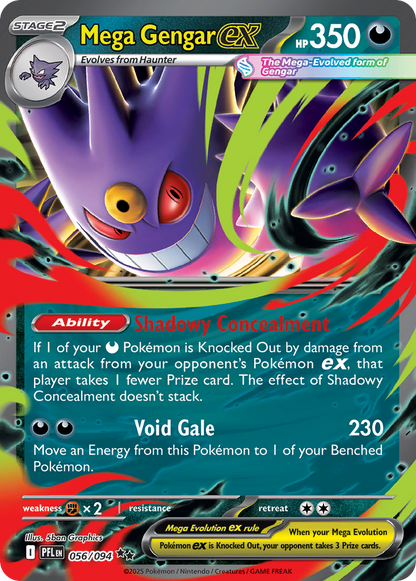 Mega Gengar ex 056/094 Double Rare Phantasmal Flames Pokemon