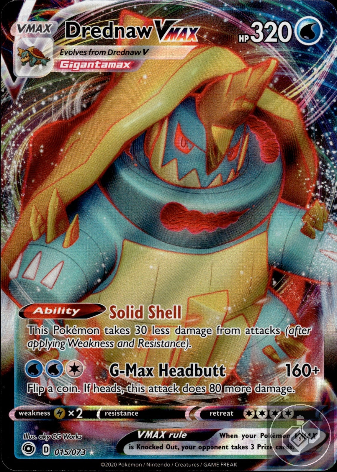 Drednaw VMAX 015/073 Holo VMAX Rare Champion's Path Pokemon