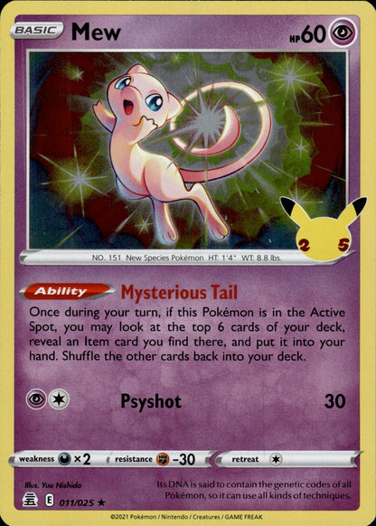 Mew 011/025 Holo Rare Celebrations Pokemon