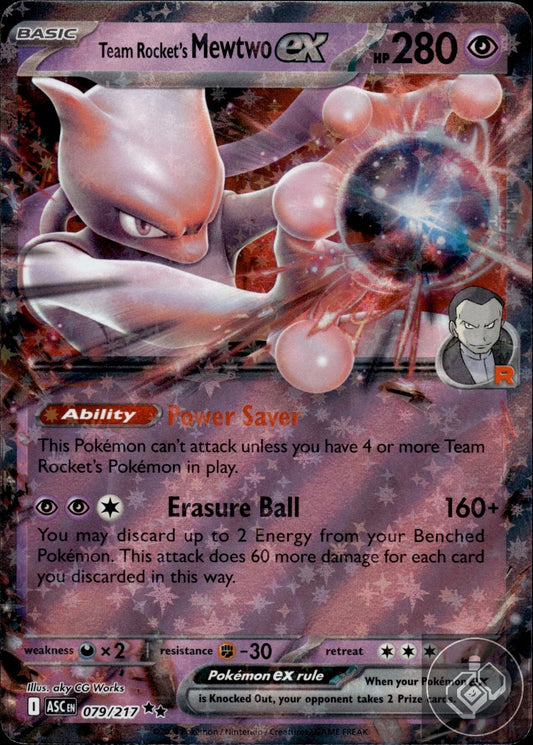 Team Rocket's Mewtwo ex 079/217 Double Rare Ascended Heroes Pokemon