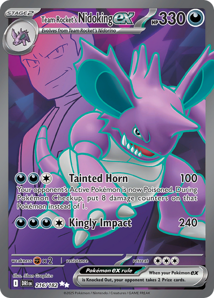 Team Rocket's Nidoking ex 216/182 Ultra Rare Destined Rivals Pokemon