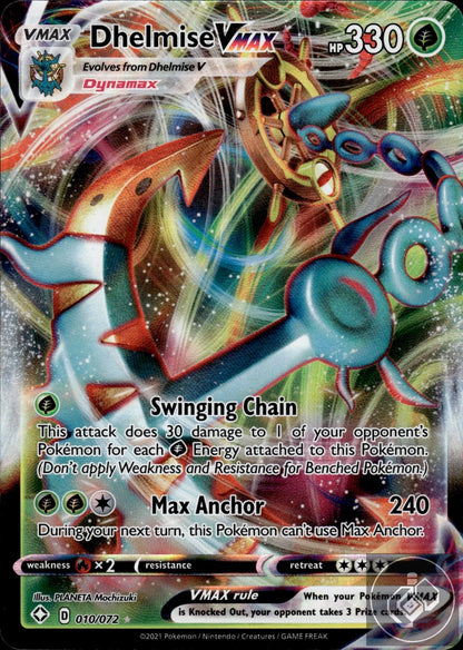 Dhelmise VMAX 010/072 Holo VMAX Rare Shining Fates Pokemon