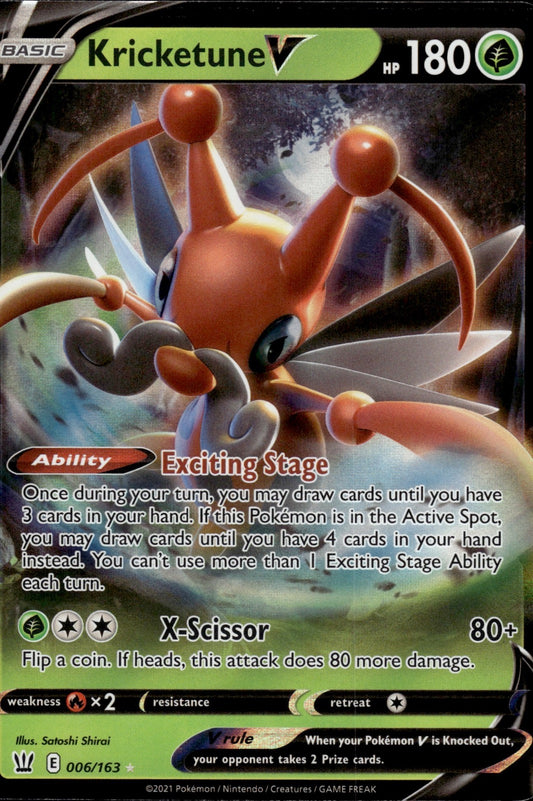 Kricketune V 006/163 Holo V Rare Battle Styles Pokemon