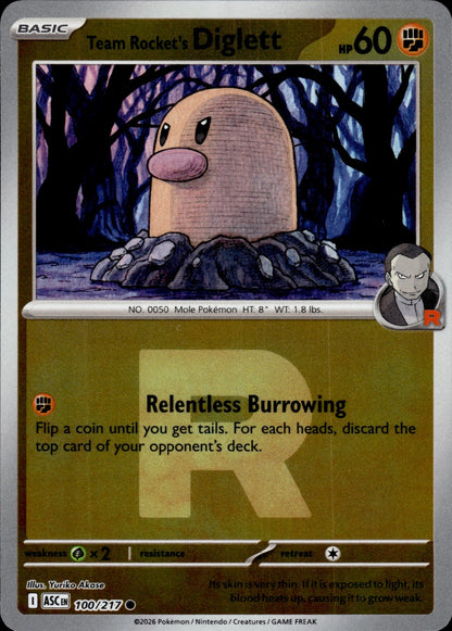 Team Rocket's Diglett (Team Rocket) 100/217 Holo Common Ascended Heroes Pokemon