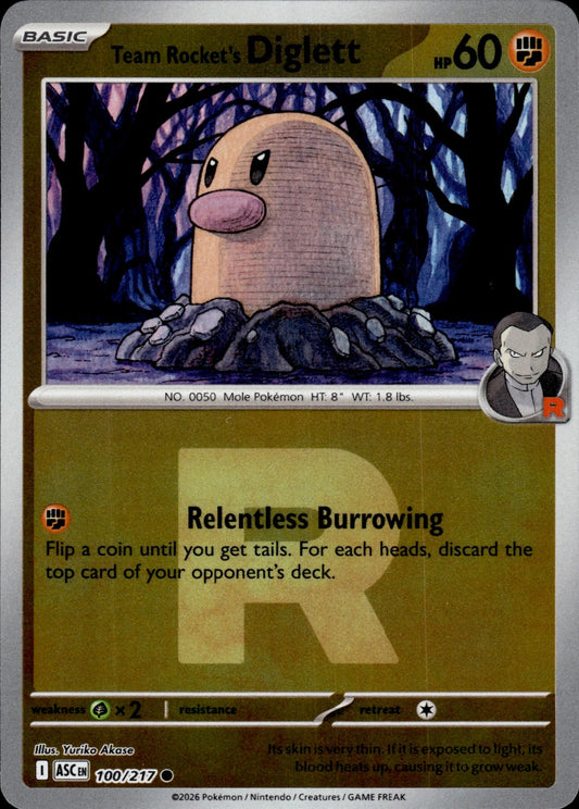Team Rocket's Diglett (Team Rocket) 100/217 Holo Common Ascended Heroes Pokemon