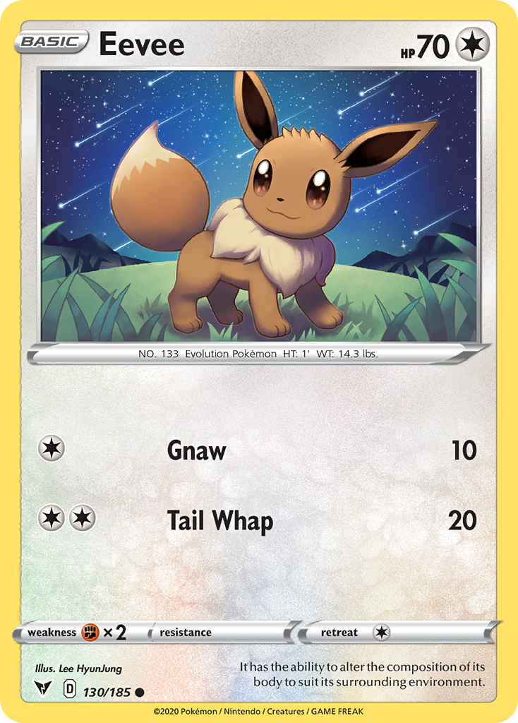 Eevee 130/185 Common Vivid Voltage Pokemon Reverse Holo