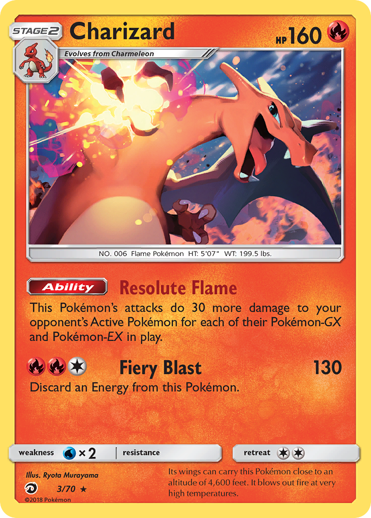 Charizard 3/70 Holo Rare Dragon Majesty Pokemon