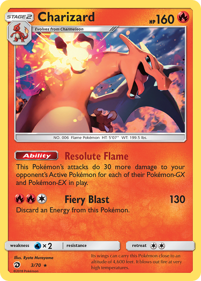 Charizard 3/70 Holo Rare Dragon Majesty Pokemon