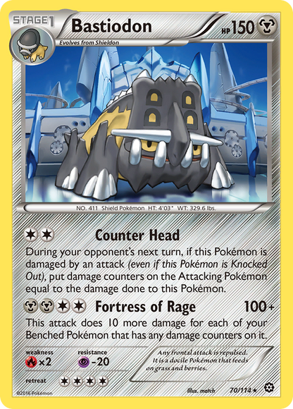 Bastiodon 70/114 Rare Steam Siege Pokemon Reverse Holo