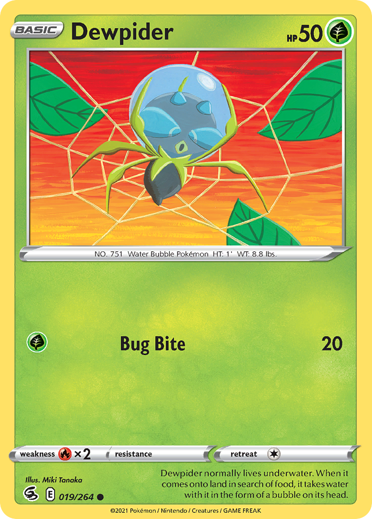 Dewpider 019/264 Common Fusion Strike Pokemon Reverse Holo