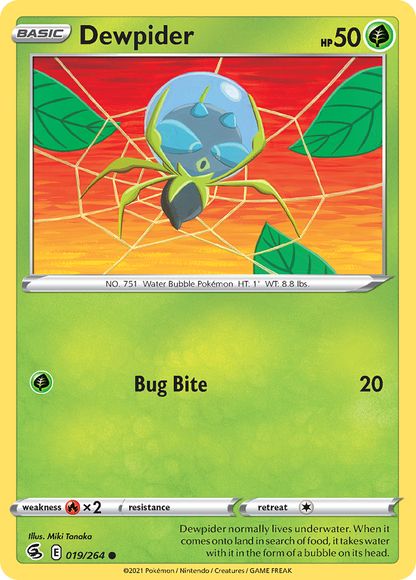 Dewpider 019/264 Common Fusion Strike Pokemon Reverse Holo
