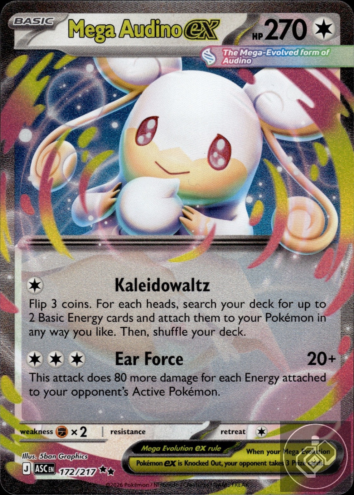 Mega Audino ex 172/217 Double Rare Ascended Heroes Pokemon