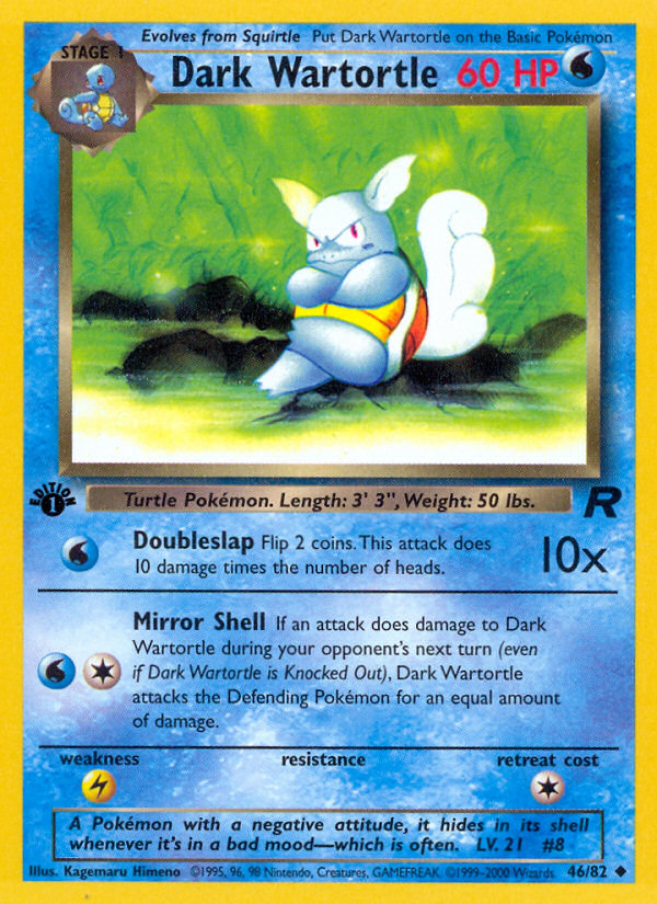 Dark Wartortle 46/82 Uncommon Team Rocket Pokemon 1st Edition