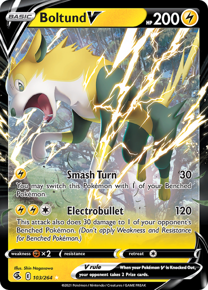 Boltund V 103/264 Holo V Rare Fusion Strike Pokemon