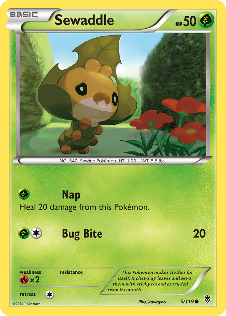Sewaddle 5/119 Common Phantom Forces Pokemon Reverse Holo