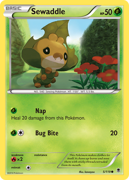 Sewaddle 5/119 Common Phantom Forces Pokemon Reverse Holo