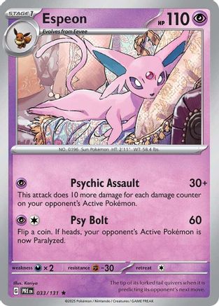 Espeon 033/131 Holo Rare Prismatic Evolutions Pokemon Holo